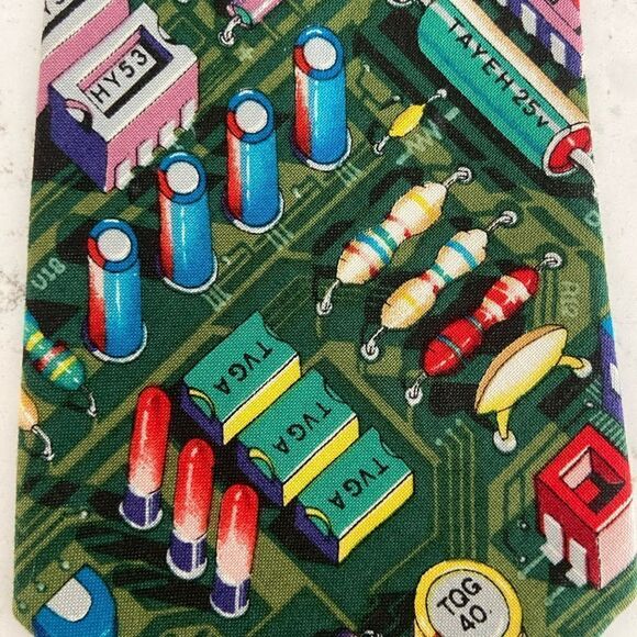 Vintage custom neck tie computer geek 1996 fabric “chip of the ol block” - Picture 4 of 4